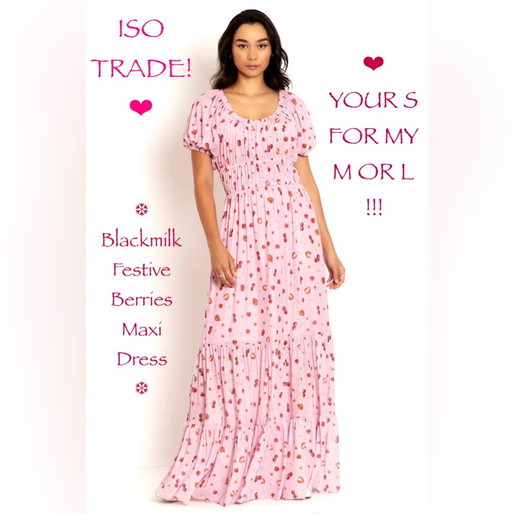 ISO TRADE! YOUR SMALL FOR MY M OR L! BLACKMILK FESTIVE BERRIES MAXI DRESS NWT!